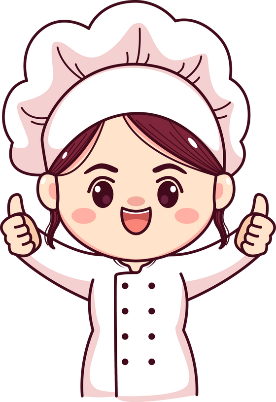 cute and kawaii female chef character vector illustration